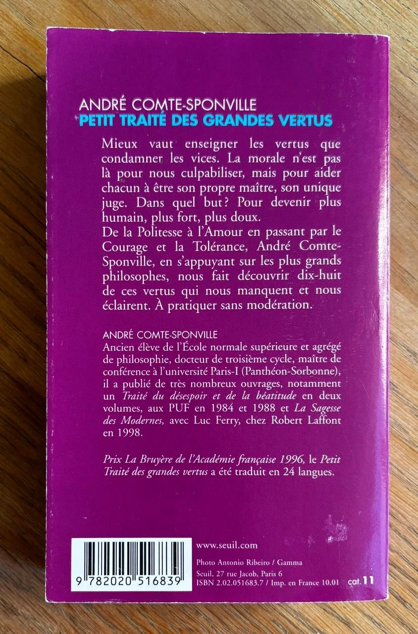 💜 Petit traité des grandes vertus by André Comte-Sponville – photo 7